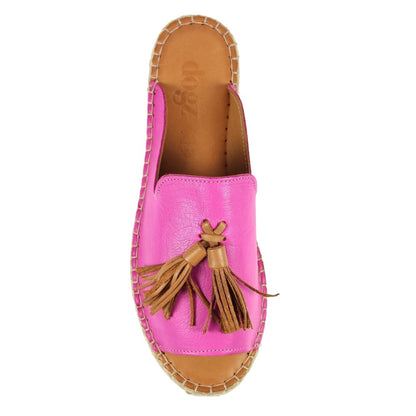 Fuchsia - Lifestyle - Lazy Dogz Womens-Ladies Joss Leather Sandals