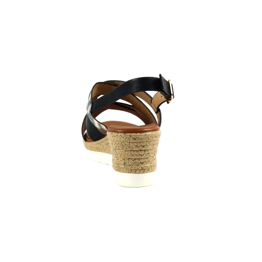 Black - Back - Lunar Womens-Ladies Robinson Leather Sandals