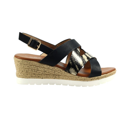 Black - Side - Lunar Womens-Ladies Robinson Leather Sandals