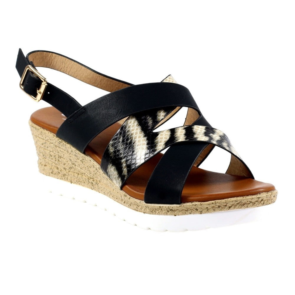 Black - Front - Lunar Womens-Ladies Robinson Leather Sandals