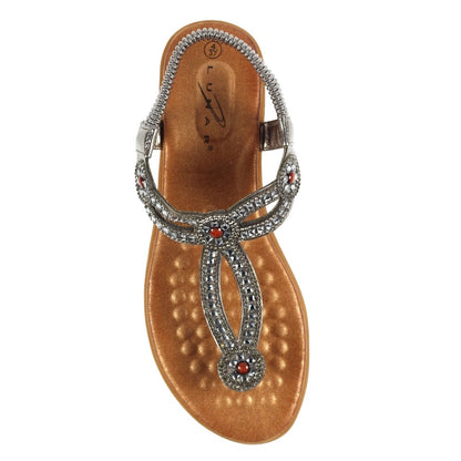 Pewter - Side - Lunar Womens-Ladies Diamante Sandals