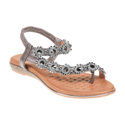 Pewter - Front - Lunar Womens-Ladies Charlotte II Sandals