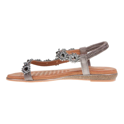 Pewter - Side - Lunar Womens-Ladies Charlotte II Sandals