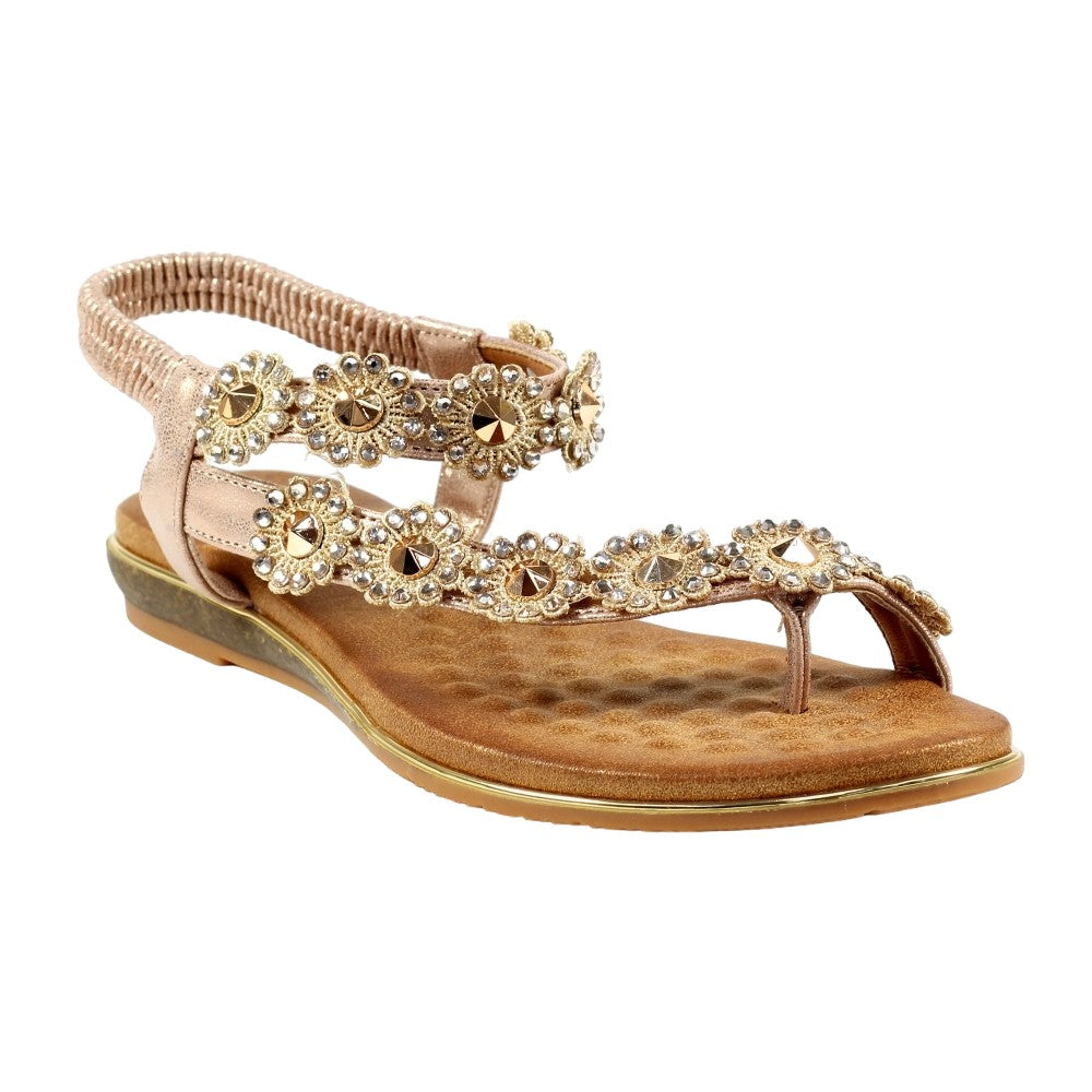 Rose Gold - Front - Lunar Womens-Ladies Charlotte II Sandals