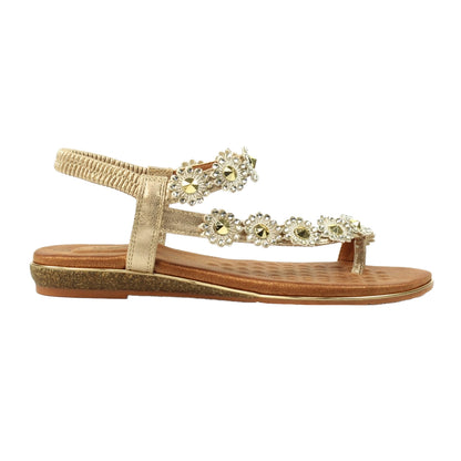 Gold - Back - Lunar Womens-Ladies Charlotte II Sandals