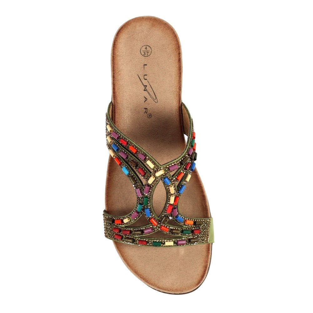 Khaki - Side - Lunar Womens-Ladies Chill II Sandals