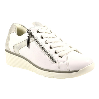 White - Front - Lunar Womens-Ladies Lester Trainers