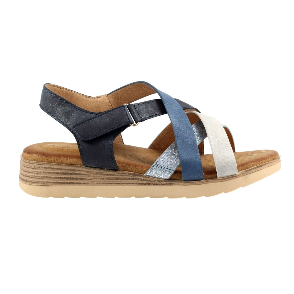 Blue - Side - Lunar Womens-Ladies Cayman Sandals