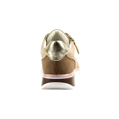 Beige - Back - Lunar Womens-Ladies Haller Suede Trainers
