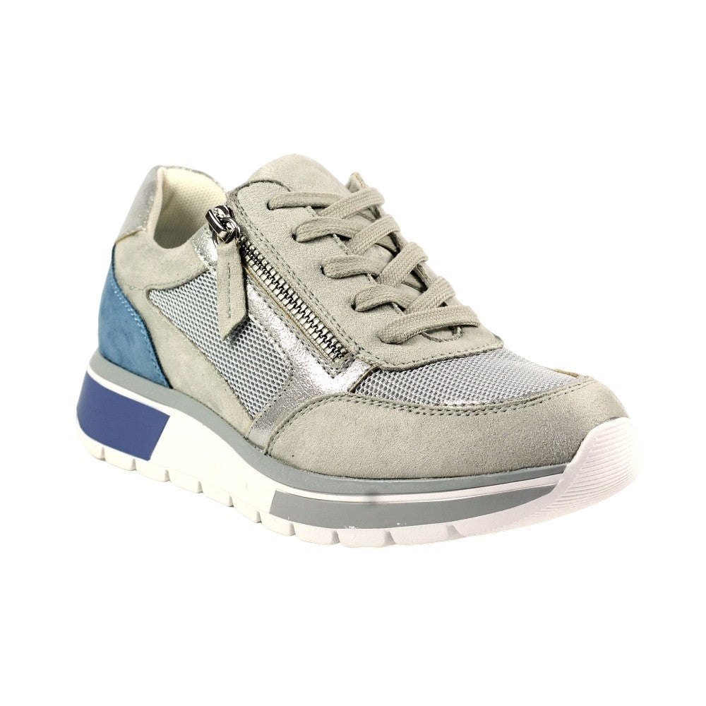 Grey - Front - Lunar Womens-Ladies Haller Suede Trainers