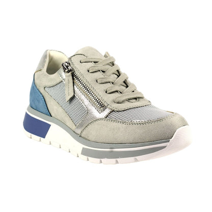 Grey - Front - Lunar Womens-Ladies Haller Suede Trainers
