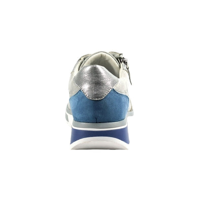 Grey - Back - Lunar Womens-Ladies Haller Suede Trainers
