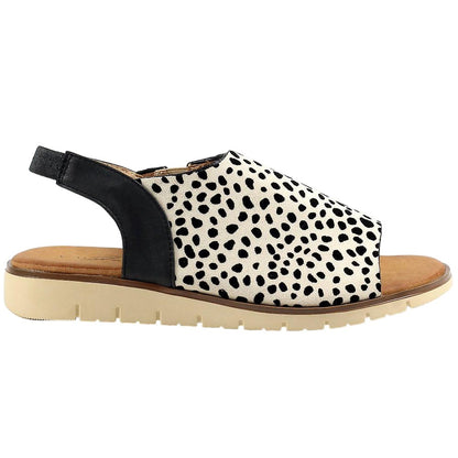 Black-White - Back - Lunar Womens-Ladies Barrow Spotted Sandals