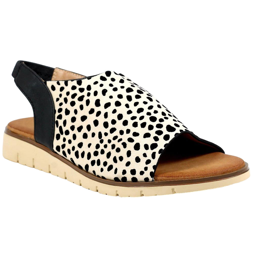 Black-White - Front - Lunar Womens-Ladies Barrow Spotted Sandals