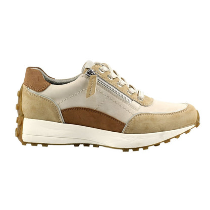 Beige - Side - Lunar Womens-Ladies Calvin Trainers
