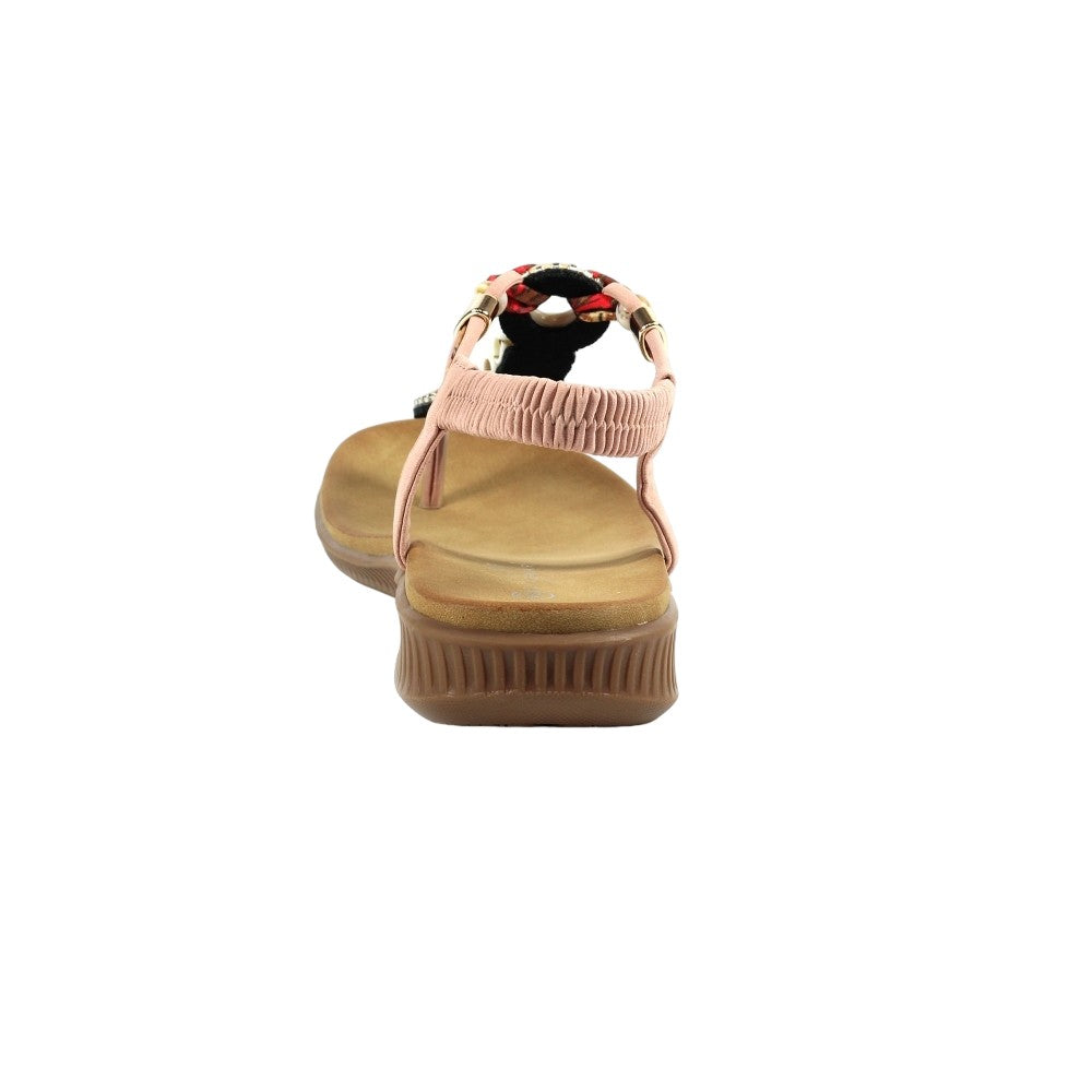Pink - Back - Lunar Womens-Ladies Bunton Sandals