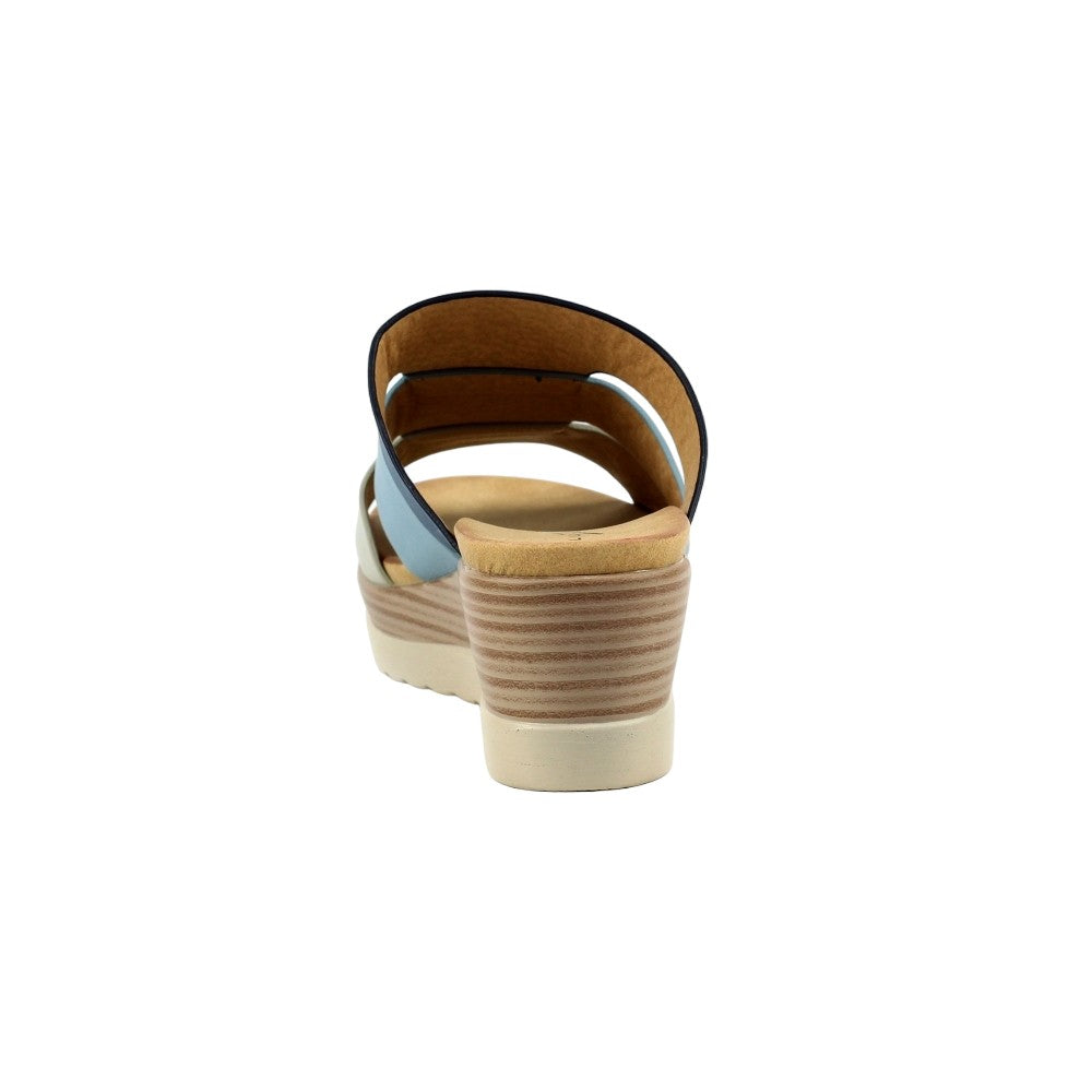 Blue - Back - Lunar Womens-Ladies Jolo Wedge Sandals