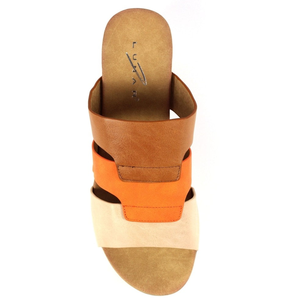 Tan - Side - Lunar Womens-Ladies Jolo Wedge Sandals