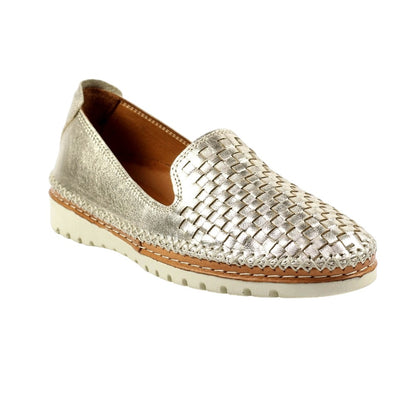 Gold - Front - Lunar Womens-Ladies Garbo Leather Shoes