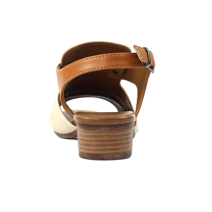 Beige - Back - Lazy Dogz Womens-Ladies Jaden Leather Sandals