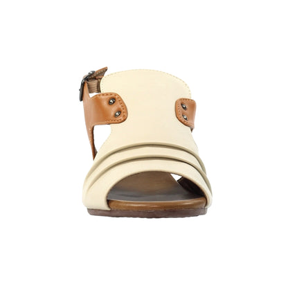 Beige - Pack Shot - Lazy Dogz Womens-Ladies Jaden Leather Sandals