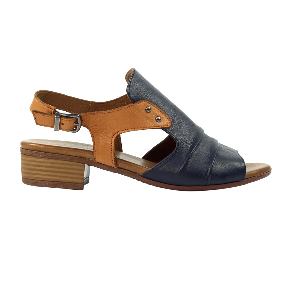 Navy - Front - Lazy Dogz Womens-Ladies Jaden Leather Sandals