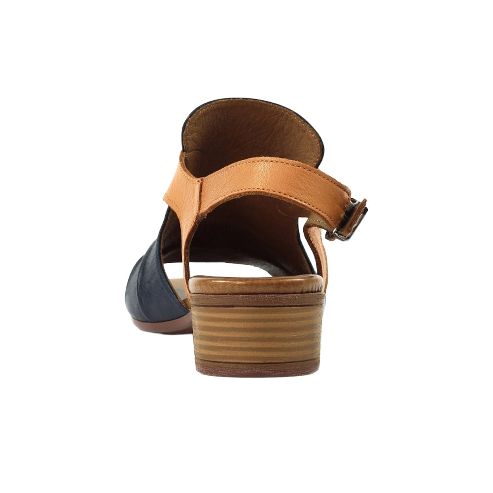 Navy - Back - Lazy Dogz Womens-Ladies Jaden Leather Sandals