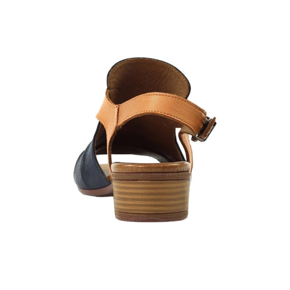 Navy - Back - Lazy Dogz Womens-Ladies Jaden Leather Sandals