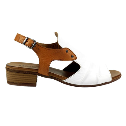 White - Side - Lazy Dogz Womens-Ladies Jaden Leather Sandals