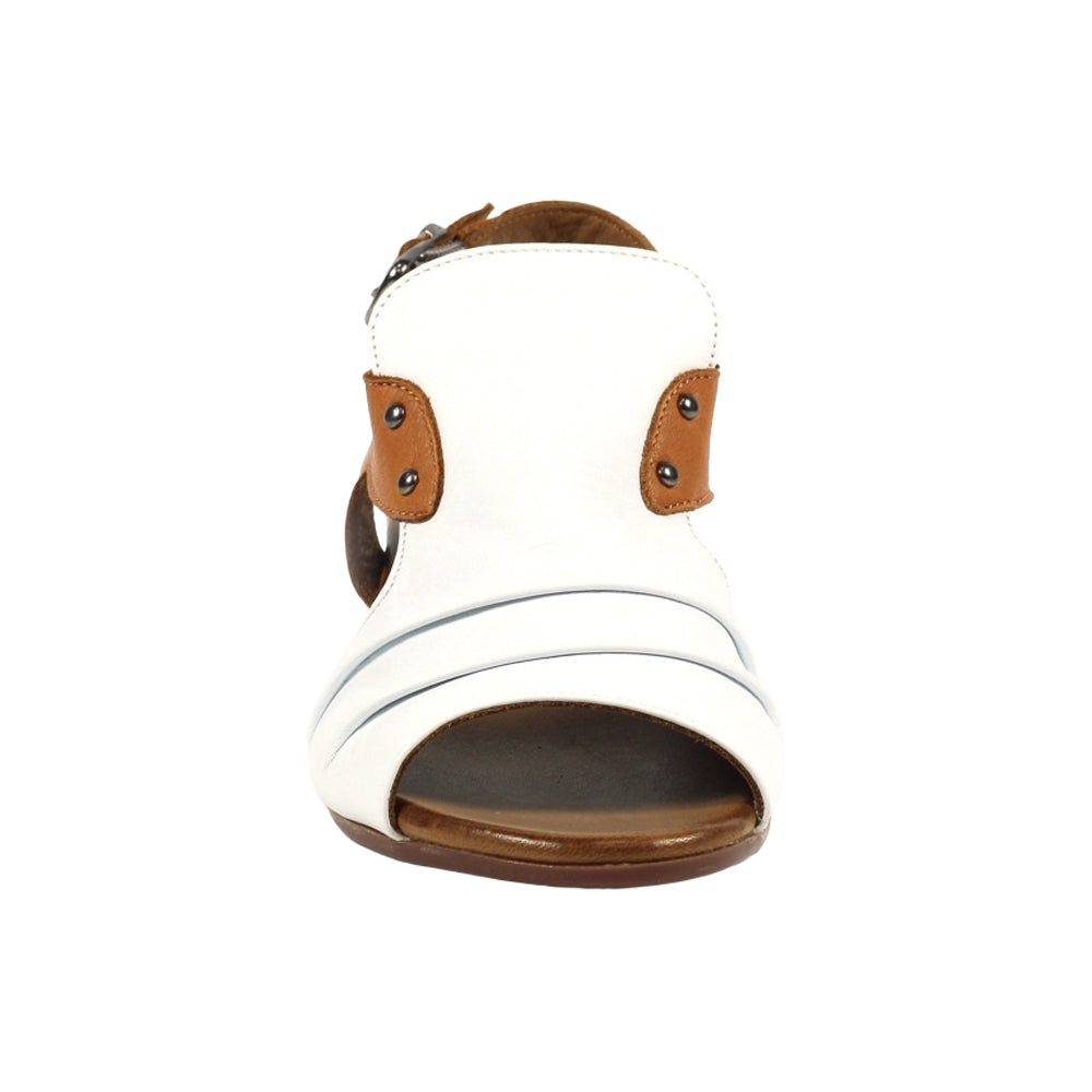White - Pack Shot - Lazy Dogz Womens-Ladies Jaden Leather Sandals