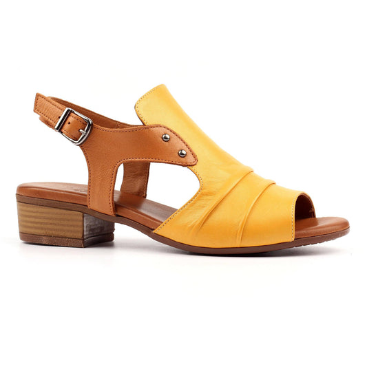 Mustard - Front - Lazy Dogz Womens-Ladies Jaden Leather Sandals