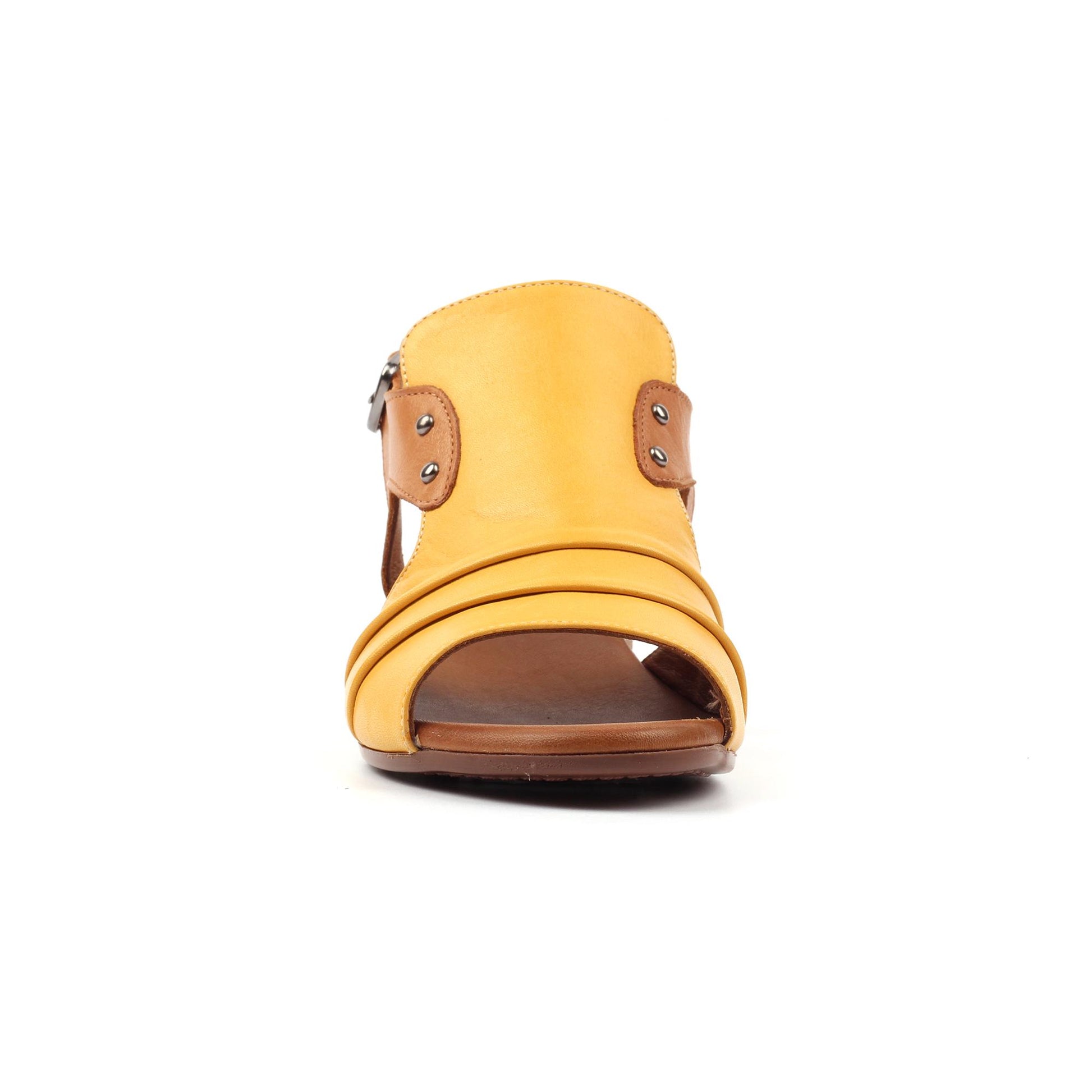 Mustard - Side - Lazy Dogz Womens-Ladies Jaden Leather Sandals