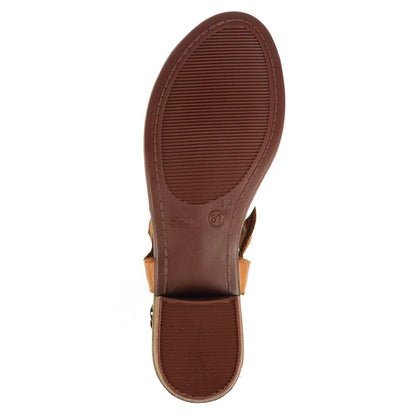 White - Lifestyle - Lazy Dogz Womens-Ladies Jaden Leather Sandals