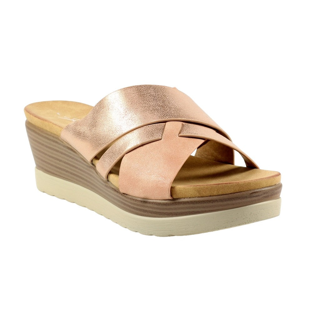Rose - Front - Lunar Womens-Ladies Maven Wedge Sandals