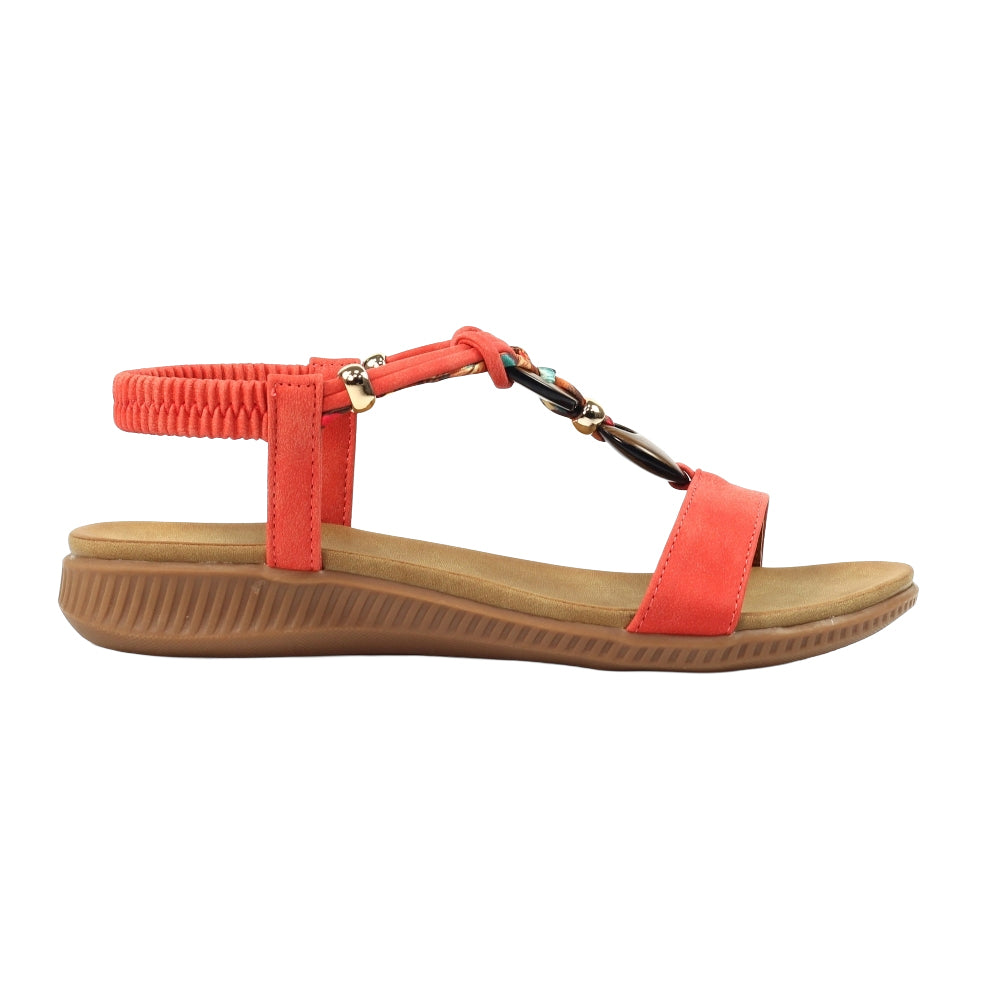 Orange - Side - Lunar Womens-Ladies Brava Sandals