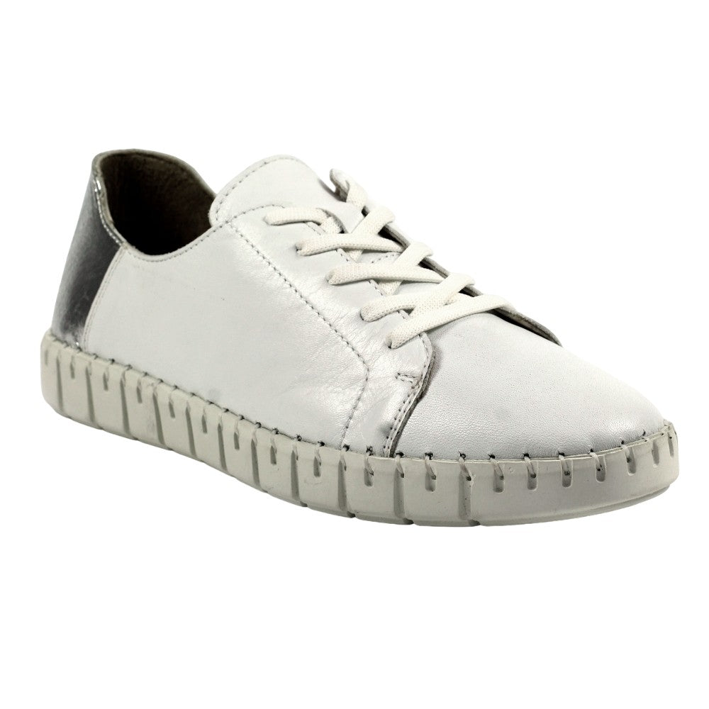 Silver - Front - Lunar Womens-Ladies Kiera Leather Trainers