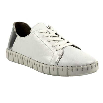 Silver - Front - Lunar Womens-Ladies Kiera Leather Trainers