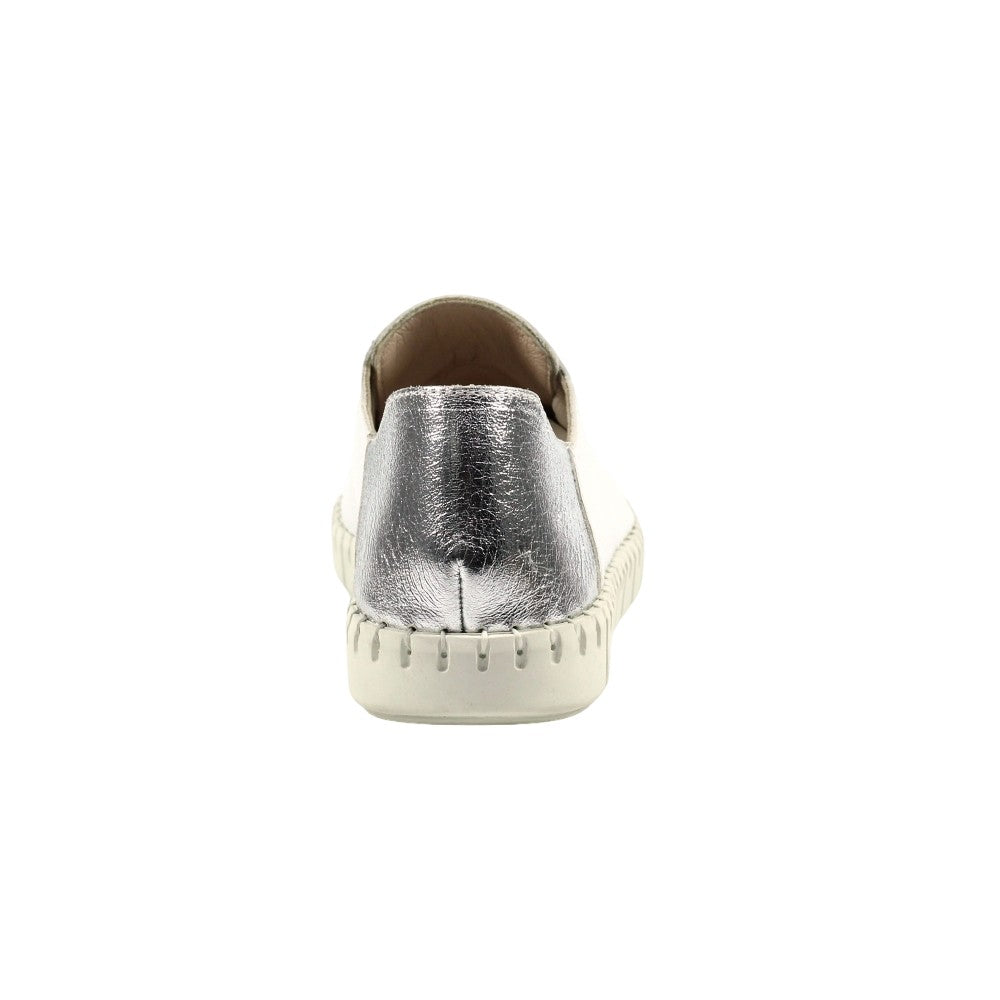 Silver - Back - Lunar Womens-Ladies Kiera Leather Trainers