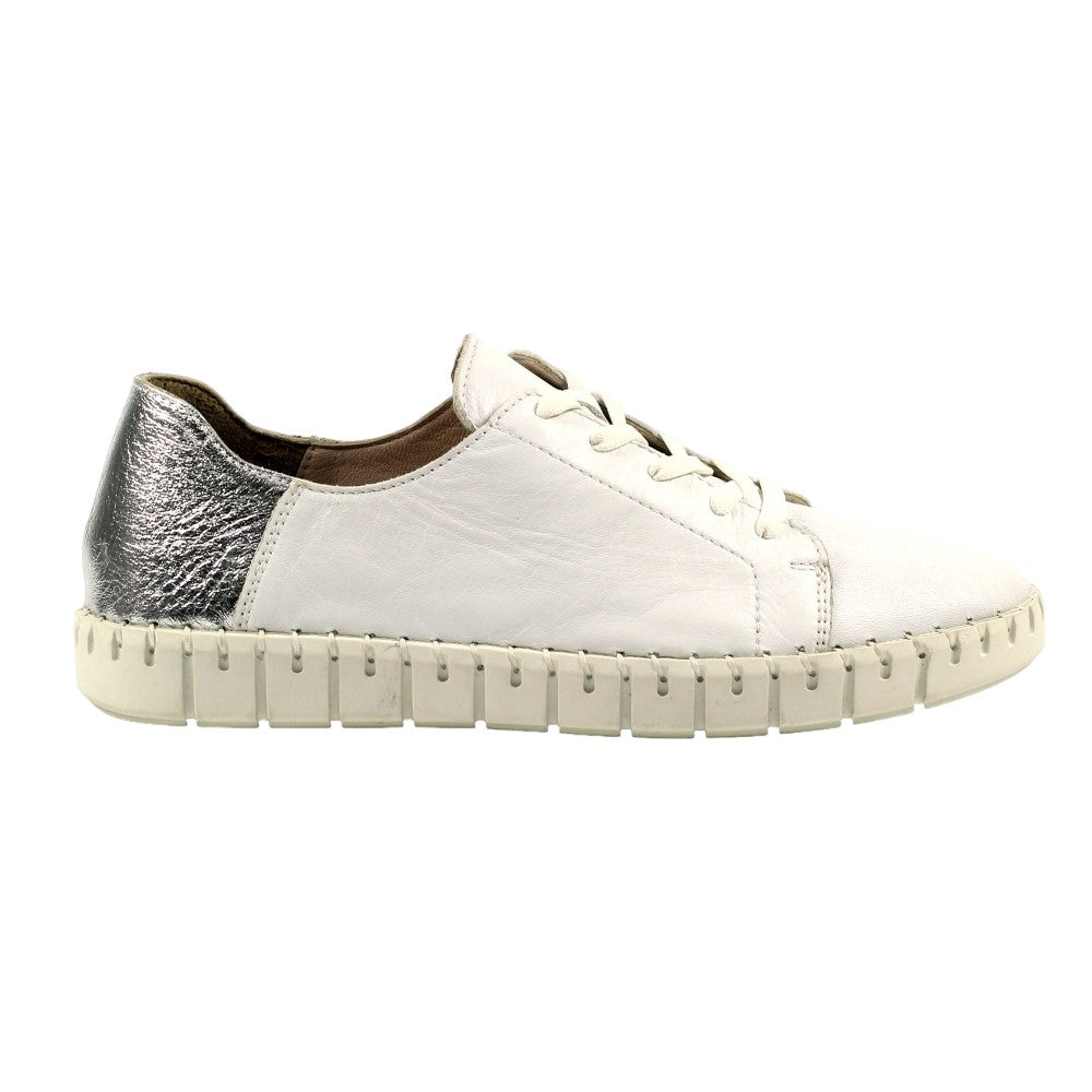 Silver - Side - Lunar Womens-Ladies Kiera Leather Trainers