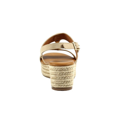 Beige - Back - Lunar Womens-Ladies Ravena Wedge Sandals