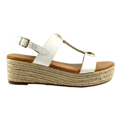 White - Side - Lunar Womens-Ladies Ravena Wedge Sandals