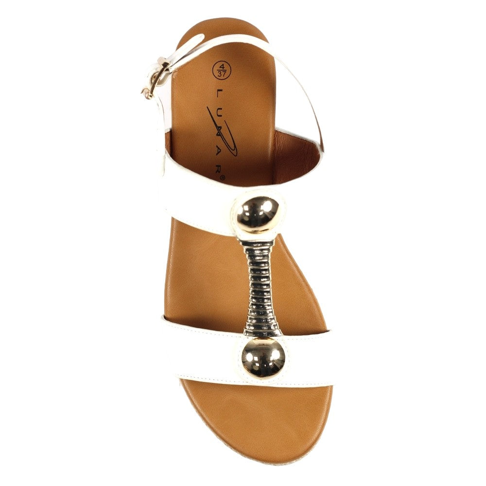 White - Lifestyle - Lunar Womens-Ladies Ravena Wedge Sandals