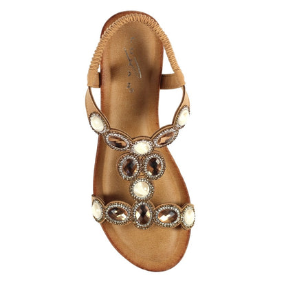 Tan - Lifestyle - Lunar Womens-Ladies Presley Wedge Sandals