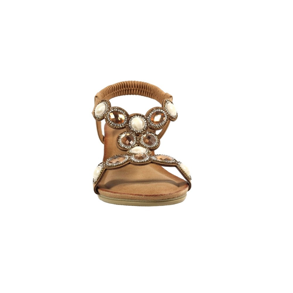 Tan - Pack Shot - Lunar Womens-Ladies Presley Wedge Sandals