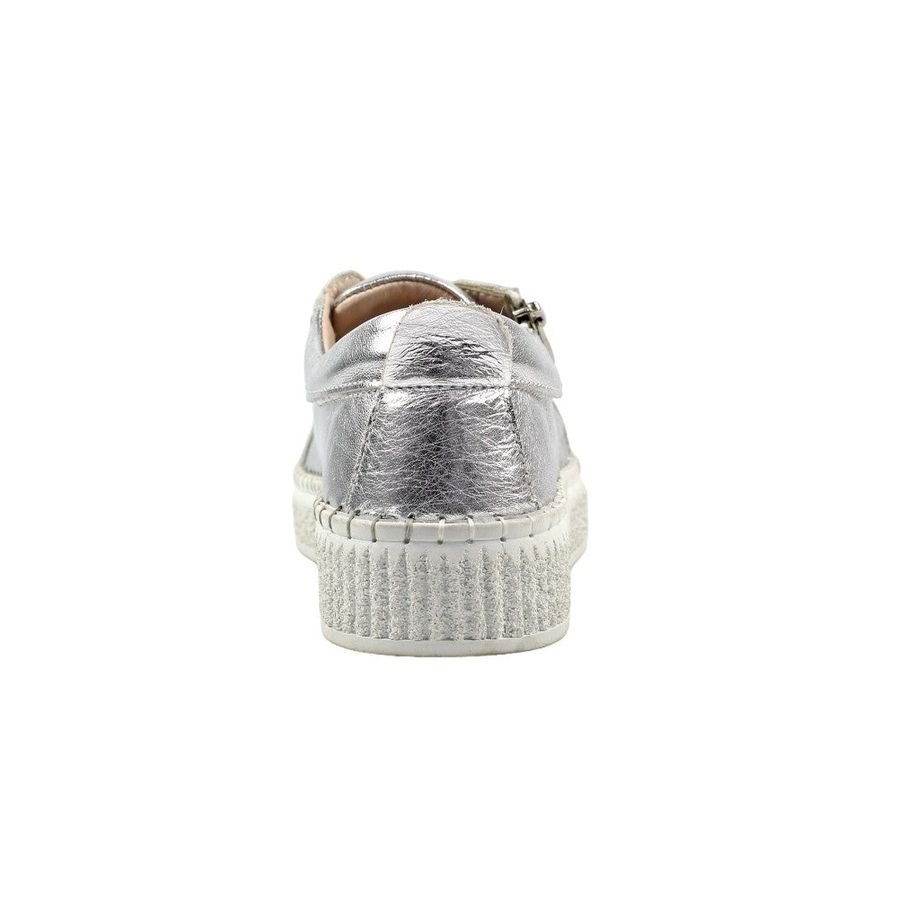 Silver - Back - Lunar Womens-Ladies Aria Leather Trainers