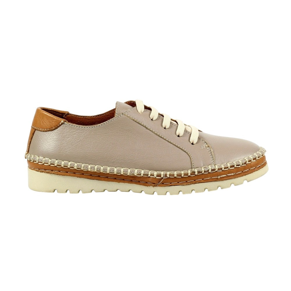 Grey - Side - Lunar Womens-Ladies Flow Leather Shoes