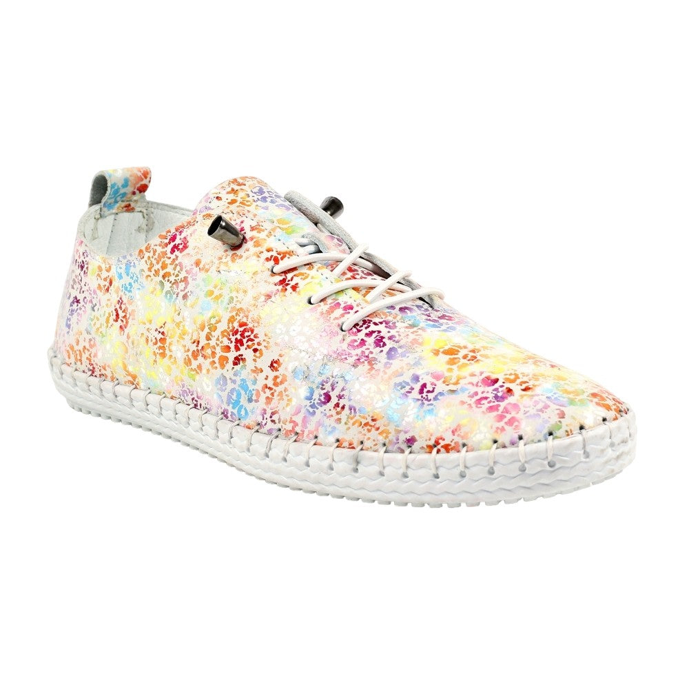 Multicoloured - Front - Lunar Womens-Ladies Ellington Leather Plimsolls