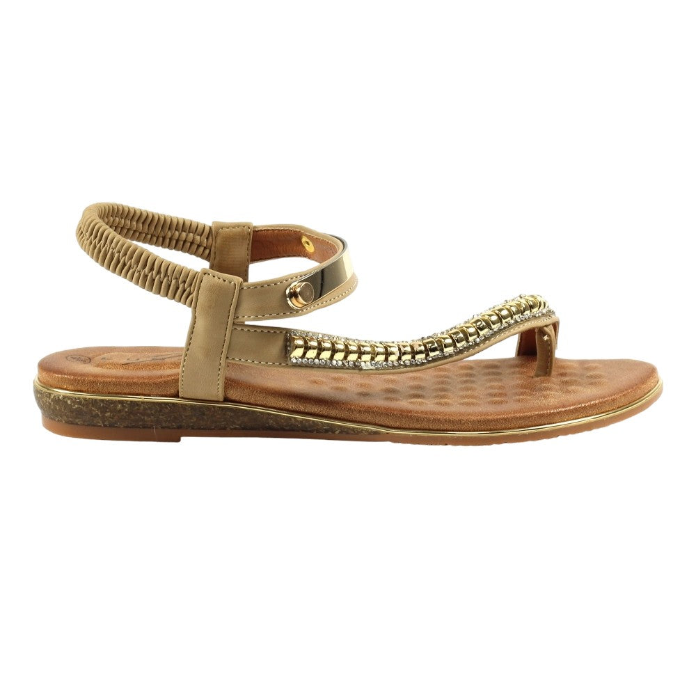 Beige - Side - Lunar Womens-Ladies Asia II Sandals