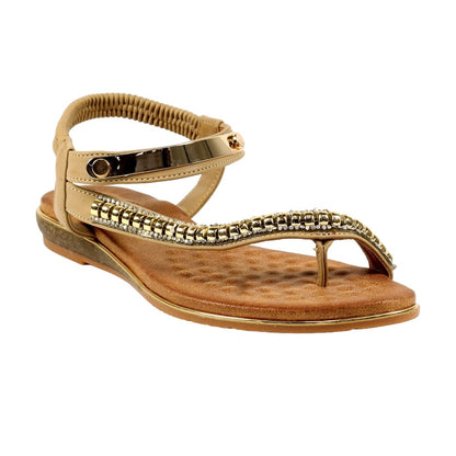 Beige - Front - Lunar Womens-Ladies Asia II Sandals