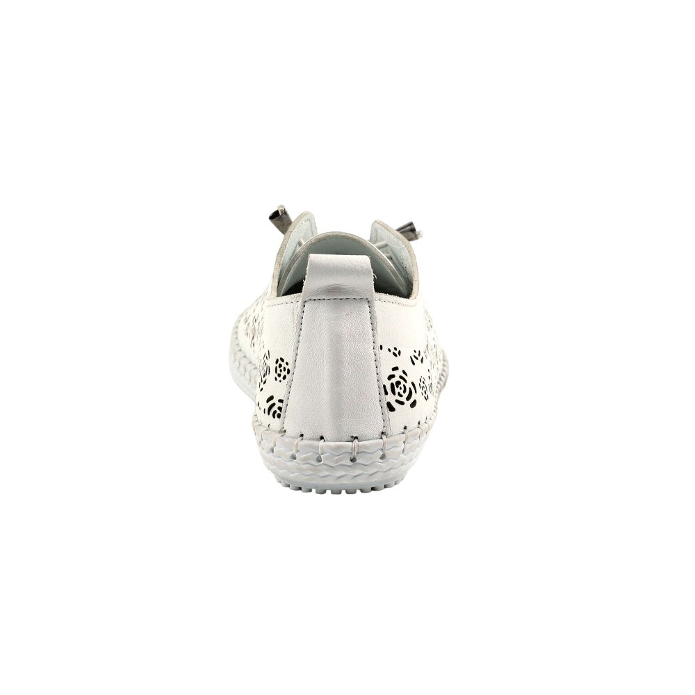 White - Back - Lunar Womens-Ladies Bamburgh Leather Plimsolls